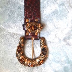 Women's Cowgirl RHINESTONE Belt*BRASS GEMSTONE Buckle by Leatherock